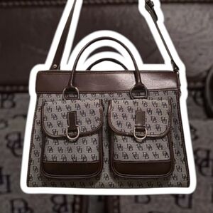 (NWT) Vintage DOONEY & BOURKE® Signature Logo Double Pocket Tote - Navy